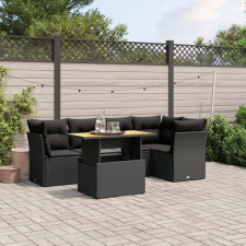 vidaXL 5 részes fekete polyrattan kerti kanapészett párnákkal kerti bútor