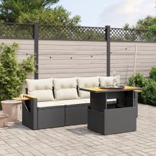 vidaXL 5 részes fekete polyrattan kerti kanapészett párnákkal kerti bútor