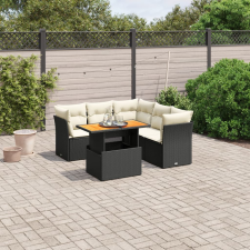 vidaXL 5 részes fekete polyrattan kerti kanapészett párnákkal kerti bútor