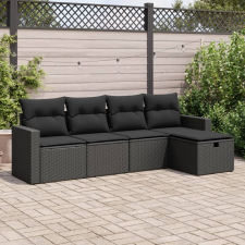 vidaXL 5 részes fekete polyrattan kerti kanapészett párnákkal kerti bútor