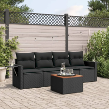 vidaXL 5 részes fekete polyrattan kerti kanapészett párnákkal kerti bútor