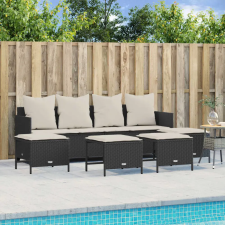 vidaXL 5-részes fekete polyrattan kerti kanapészett párnákkal kerti bútor