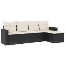 vidaXL 5 részes fekete polyrattan kerti kanapészett párnákkal (3218876) kerti bútor