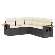 vidaXL 5 részes fekete polyrattan kerti kanapészett párnákkal (3226798) kerti bútor