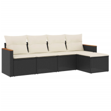 vidaXL 5 részes fekete polyrattan kerti kanapészett párnákkal (3258318) kerti bútor