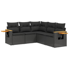 vidaXL 5 részes fekete polyrattan kerti kanapészett párnákkal (3259199) kerti bútor