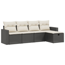 vidaXL 5 részes fekete polyrattan kerti kanapészett párnákkal (3263462) kerti bútor