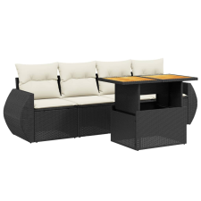 vidaXL 5 részes fekete polyrattan kerti kanapészett párnákkal (3272071) kerti bútor