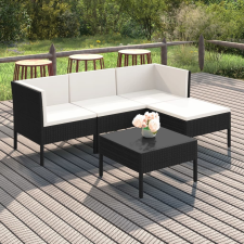 vidaXL 5 részes fekete polyrattan kerti ülőgarnitúra párnákkal kerti bútor