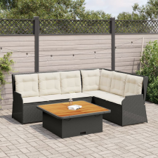 vidaXL 5 részes fekete polyrattan kerti ülőgarnitúra párnákkal kerti bútor