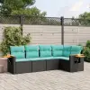 vidaXL 5 részes fekete polyrattan kerti ülőgarnitúra párnával