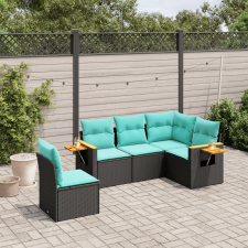 vidaXL 5 részes fekete polyrattan kerti ülőgarnitúra párnával kerti bútor