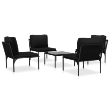 vidaXL 5 részes fekete PVC kerti ülőgarnitúra párnákkal (48590) kerti bútor