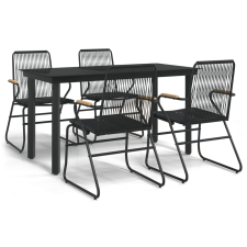 vidaXL 5 részes fekete PVC rattan kerti étkezőgarnitúra (3099211) kerti bútor