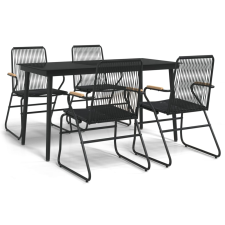 vidaXL 5 részes fekete PVC rattan kerti étkezőgarnitúra (3099217) kerti bútor