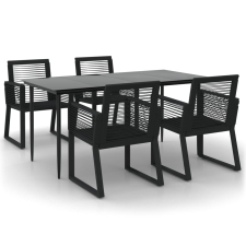 vidaXL 5 részes fekete PVC rattan kerti étkezőgarnitúra (3156548) kerti bútor