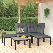 vidaXL 5-részes fekete-szürke polyrattan kerti ülőgarnitúra kerti bútor