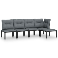 vidaXL 5-részes fekete-szürke polyrattan kerti ülőgarnitúra (3187745) kerti bútor