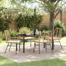 vidaXL 5 részes kerti étkező szett párnákkal Barna Polirattan kerti bútor