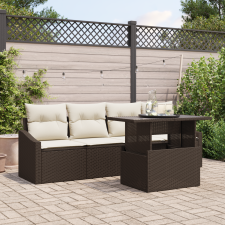 vidaXL 5 Részes Kerti Kanapé Szett Párnákkal Barna Poli Rattan kerti bútor