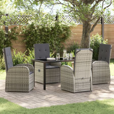 vidaXL 5 részes kertibútor készlet párnákkal, szürke polirattan kerti bútor