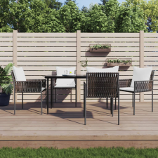 vidaXL 5-részes polyrattan és acél kerti étkezőgarnitúra párnával kerti bútor