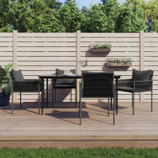 vidaXL 5-részes polyrattan és acél kerti étkezőgarnitúra párnával kerti bútor