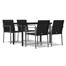 vidaXL 5-részes polyrattan és acél kerti étkezőgarnitúra párnával (3186959) kerti bútor