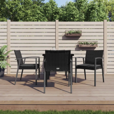 vidaXL 5-részes polyrattan és acél kerti étkezőgarnitúra párnával (3186988) kerti bútor