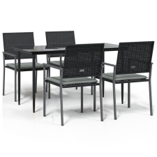 vidaXL 5-részes polyrattan és acél kerti étkezőgarnitúra párnával (3187005) kerti bútor