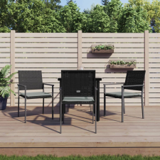vidaXL 5-részes polyrattan és acél kerti étkezőgarnitúra párnával (3187018) kerti bútor
