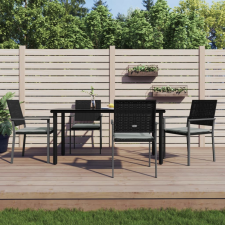 vidaXL 5-részes polyrattan és acél kerti étkezőgarnitúra párnával (3187025) kerti bútor