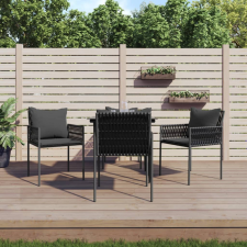 vidaXL 5-részes polyrattan és acél kerti étkezőgarnitúra párnával (3187052) kerti bútor