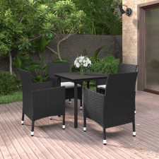 vidaXL 5 részes polyrattan és üveg kerti étkezőgarnitúra párnákkal kerti bútor