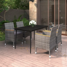 vidaXL 5 részes polyrattan és üveg kerti étkezőgarnitúra párnákkal kerti bútor