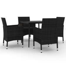 vidaXL 5 részes polyrattan és üveg kerti étkezőgarnitúra párnákkal (3099734) kerti bútor