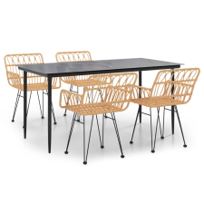 vidaXL 5 részes polyrattan kerti étkezőgarnitúra (3157848) kerti bútor