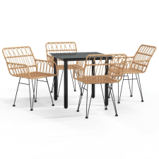 vidaXL 5 részes polyrattan kerti étkezőgarnitúra (3157860) kerti bútor