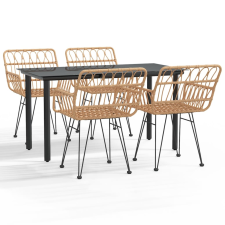 vidaXL 5 részes polyrattan kerti étkezőgarnitúra (3157861) kerti bútor
