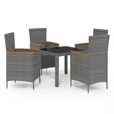 vidaXL 5-részes szürke kültéri polyrattan étkezőgarnitúra párnákkal (3094934) kerti bútor