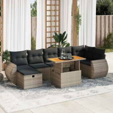 vidaXL 5 részes szürke polyrattan akácfa kerti ülőgarnitúra párnákkal kerti bútor