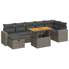 vidaXL 5 részes szürke polyrattan akácfa kerti ülőgarnitúra párnákkal (3328012) kerti bútor