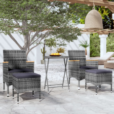 vidaXL 5 részes szürke polyrattan és edzett üveg kerti bisztrószett kerti bútor
