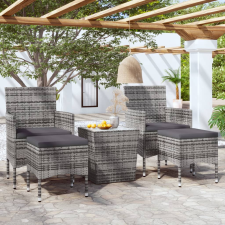 vidaXL 5 részes szürke polyrattan és edzett üveg kerti bisztrószett kerti bútor