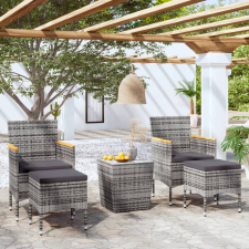 vidaXL 5 részes szürke polyrattan és edzett üveg kerti bisztrószett kerti bútor