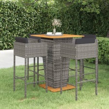 vidaXL 5 részes szürke polyrattan kerti bárszett párnákkal kerti bútor