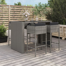 vidaXL 5-részes szürke polyrattan kerti bárszett párnákkal kerti bútor
