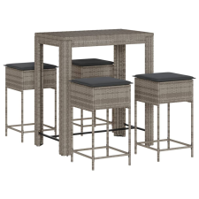 vidaXL 5 részes szürke polyrattan kerti bárszett párnákkal (3261456) kerti bútor