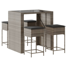 vidaXL 5 részes szürke polyrattan kerti bárszett párnákkal (3261508) kerti bútor