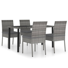 vidaXL 5 részes szürke polyrattan kerti étkezőgarnitúra kerti bútor